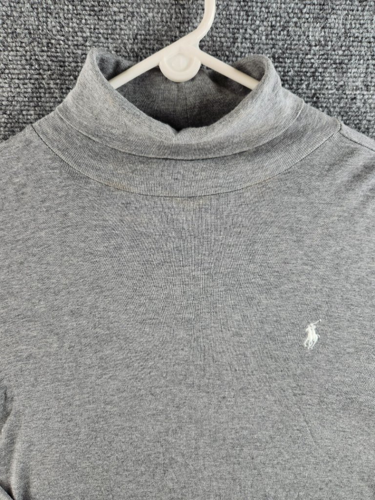 Polo Ralph Lauren Xl Gray Turtleneck Cotton Lyocell Lightweight Sweater White